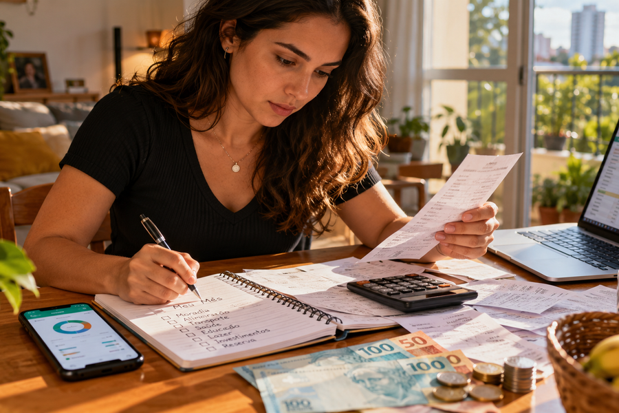 Planejamento financeiro pessoal simples: como organizar contas e definir prioridades para o mês